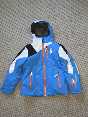 Spyder Blue Kids' Ski Jacket with Orange Accents